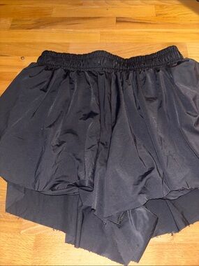 Black Layered Elastic-Waist Skort for Women